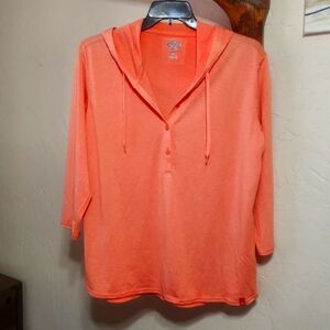 Dickies Poly 3/4 sleeve hoodies x2 Pumpkin Heather and Black Heather 2X,